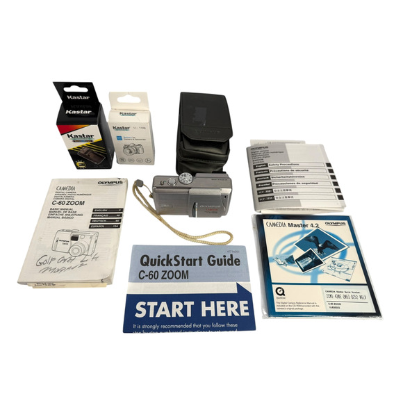 Olympus Camedia C-60 Zoom Digital Camera Silver With Accessories Tested Works - Picture 1 of 15